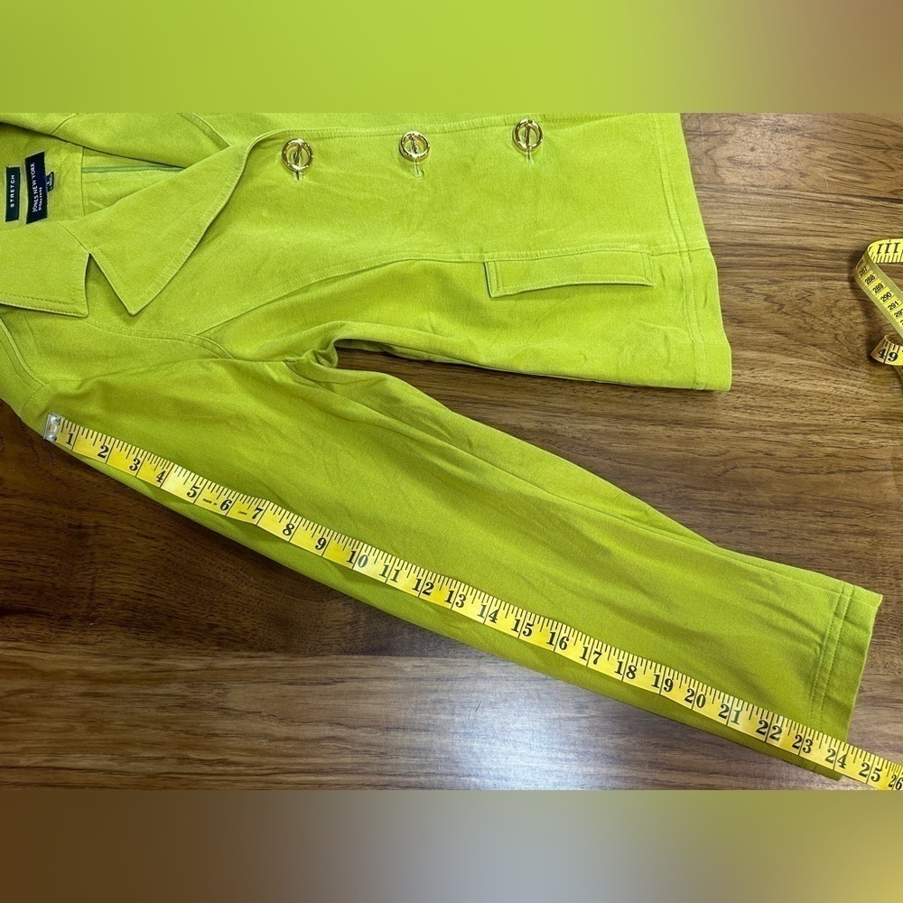 Vintage Jones New York Signature Stretch Jacket Chartreuse Green Women’s Size S - Picture 6 of 11